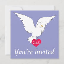 Violet Tulip Dove Wedding Invitation
