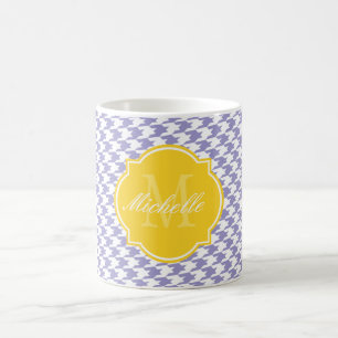 Violet Tulip Houndstooth Monogram Mug