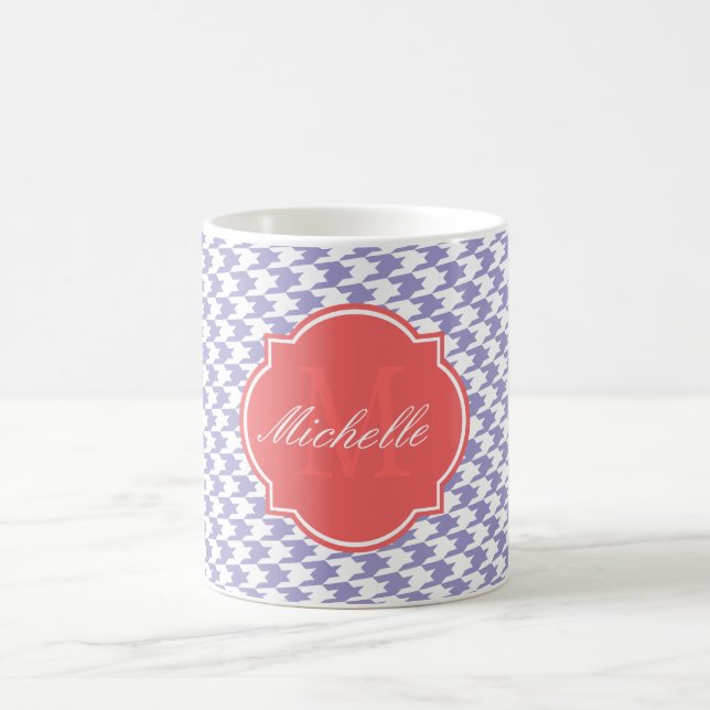 Violet Tulip Houndstooth Monogram Mug (Center)