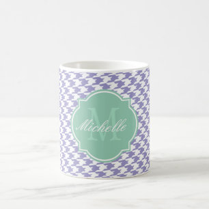 Violet Tulip Houndstooth Monogram Mug