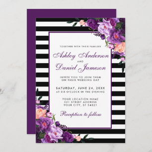 Violet Ultra Violet Faire-part de mariage Floral P