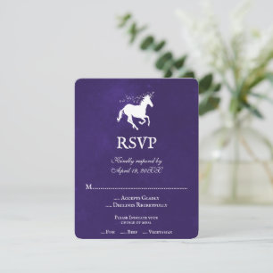 Violet Unicorn Mariage carte RSVP