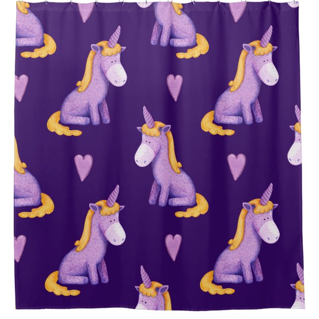 Violet Unicorns Hearts Watercolor Pattern. (Front)