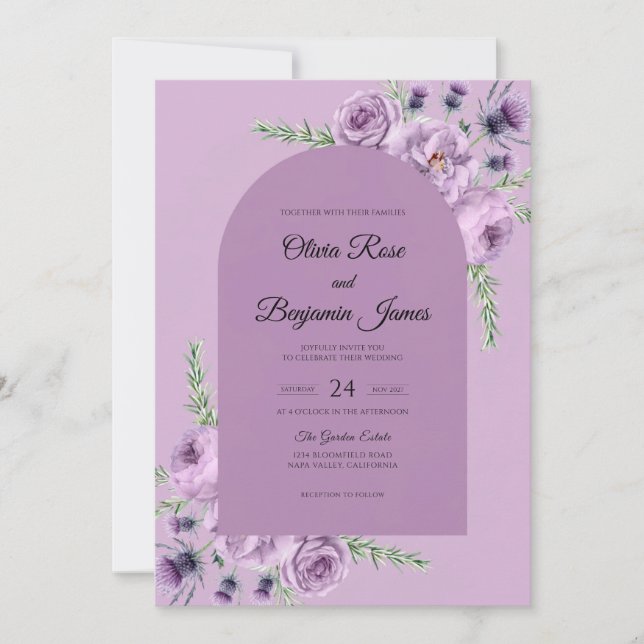Violet Vine Wedding Invitation (Front)