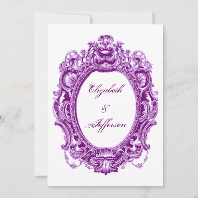 Violet Vintage cadre mariage invitations (Devant)