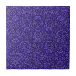 Violet Vintage Damask Pattern Tile