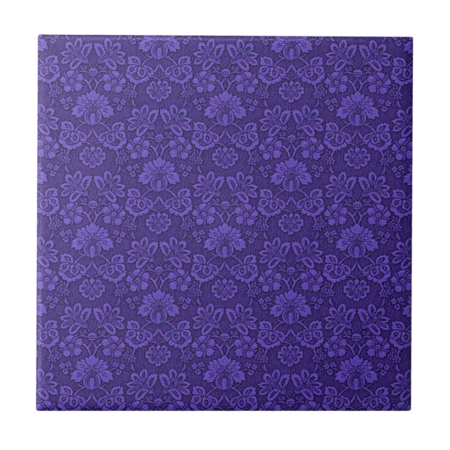 Violet Vintage Damask Pattern Tile (Front)