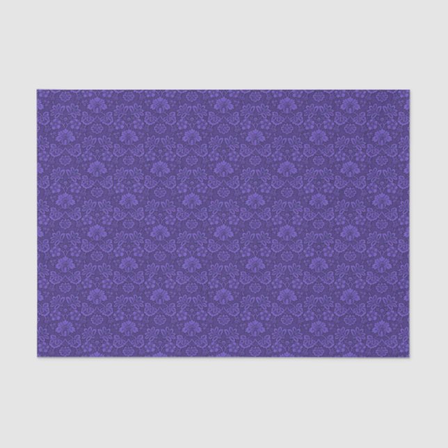 Violet Vintage Damask Tissue Paper (Front)