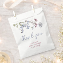 Violet Vintage Wildflower Baby Shower Favour Bags