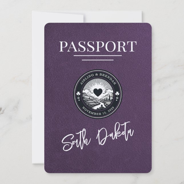 Violet violet Faire-part de mariage de passeport (Dos)