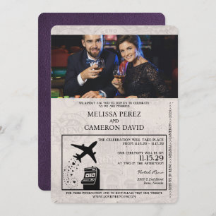 Violet violet Faire-part de mariage de passeport R