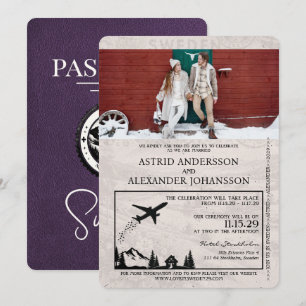 Violet violet Faire-part de mariage de passeport S