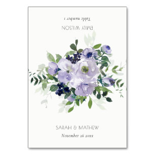 Violet Violet Floral Mariage plié Cartes de Place