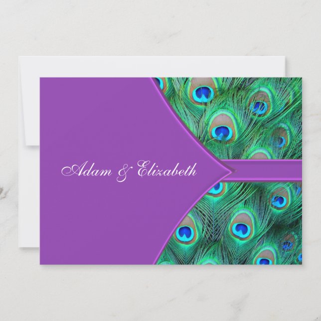 Violet Violet Peacock Invitations de mariage (Devant)