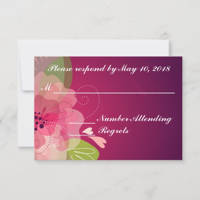 Violet Violet Transparent Mariage Floral RSVP (Devant)