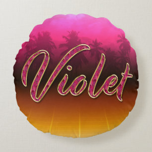 Violet Vorname Name golden pink Kissen Round Pillow