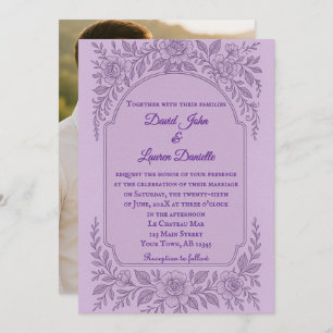 Violet Vows Photo Wedding Invitation