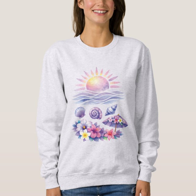 violet watercolor creative beach sweatshirt (Front)