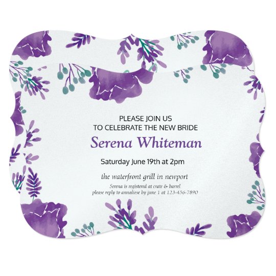Violet watercolor floral bachelorette party card