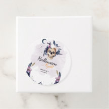 Violet Watercolor Halloween Party Gothic Skull