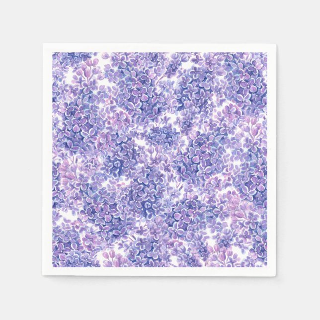 Violet watercolor lilac flowers napkin (Front)