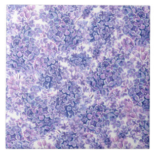 Violet watercolor lilac flowers tile