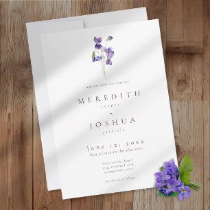 Violet Watercolor Minimalist Elegant Wedding Invitation