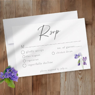 Violet Watercolor Minimalist Elegant Wedding RSVP Card