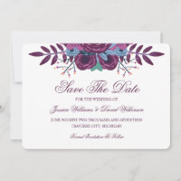 Violet Watercolor Save The Date Announcements