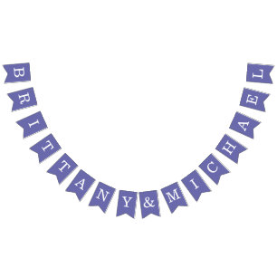 Violet Wedding Bride and Groom Names Simple Purple Bunting Flags