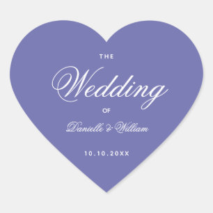 Violet Wedding Purple Heart Calligraphy Script  Heart Sticker