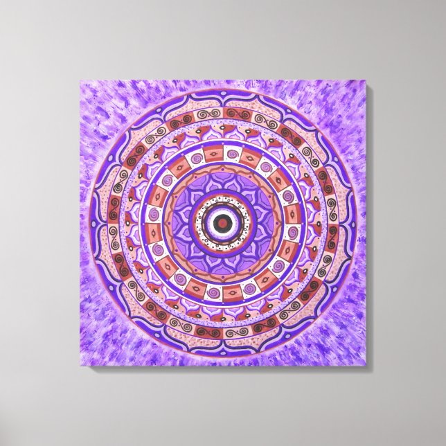 Violet wheel Mandala Canvas Print (Front)