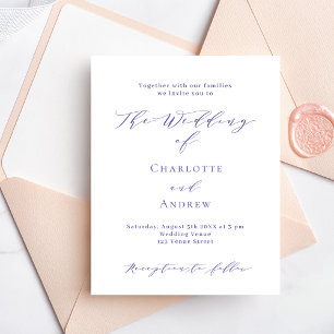 Violet white formal budget wedding invitation