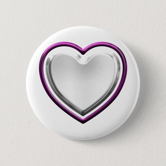 Violet white heart 2 inch round button (Front)
