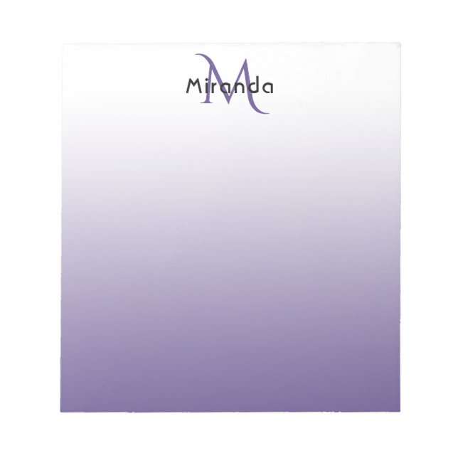 Violet white monogram name notepad (Front)