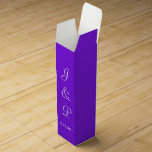 Violet White Monogram Wedding Wine Box<br><div class="desc">Bright violet and white wedding favour boxes for your reception guests.  Personalize  Bride and Grooms Monogrammed Initials and Wedding Date in white text.  Design by TamiraZDesigns.</div>