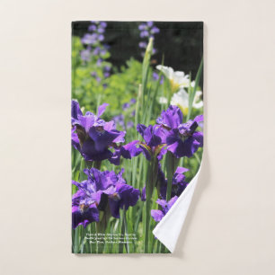 Violet & White Siberian Iris, Baptisia Hand Towel