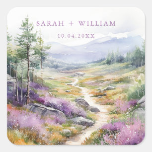 Violet wild flowers Wedding Sticker