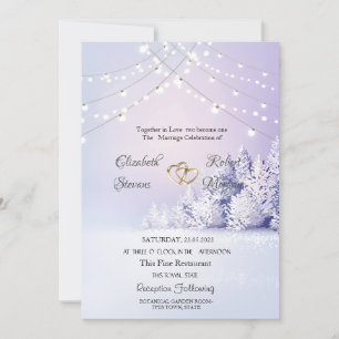 Violet Winter Landscape Forest String Lights  Invitation