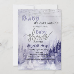 Violet Winter Landscape Snow  Invitation