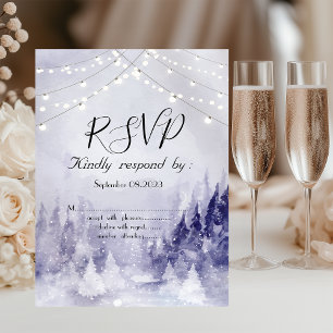 Violet Winter Landscape Snow RSVP Invitation