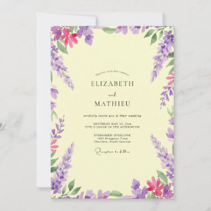 Violet Wisteria Butter Wedding Invitation