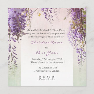 Violet wisteria personalized wedding invitation