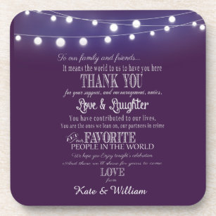 Violet with lights  favours Thank you coaster