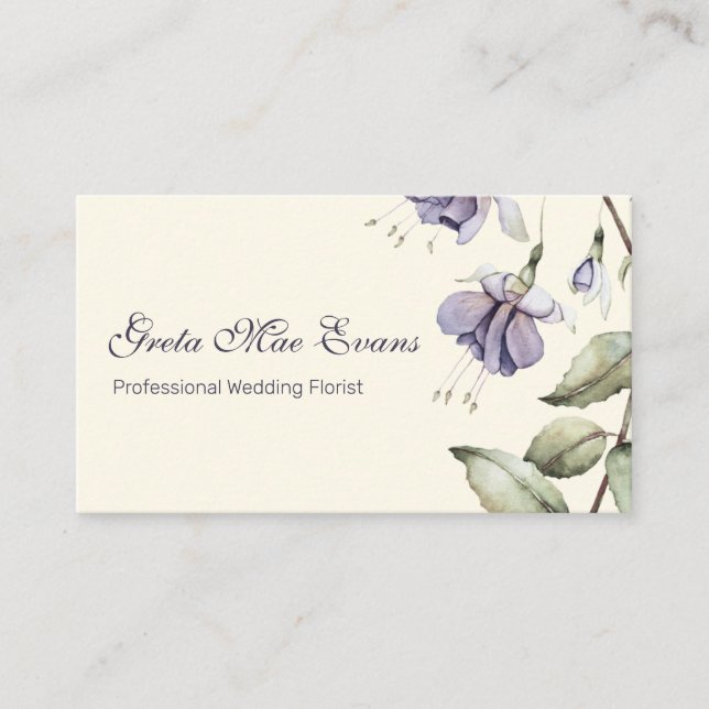 Violeta Watercolor Flowers Florist Elegant  Business Card (Front)