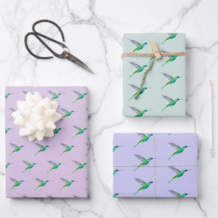 Violetear Hummingbird Pattern Wrapping Paper Sheet