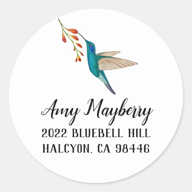 Violetear Hummingbird return address Class Classic Round Sticker (Front)