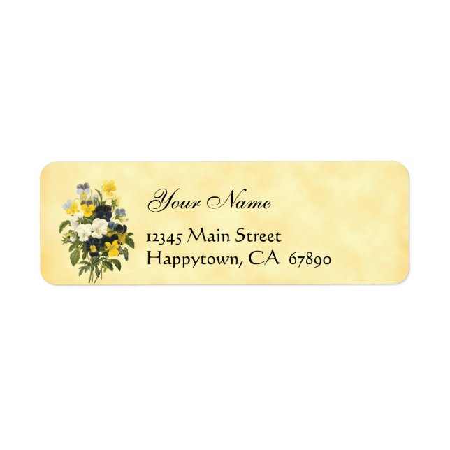 Violets and Pansy Flowers Return Address Labels (Devant)