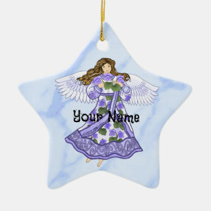 Violets Angel star Ceramic Ornament