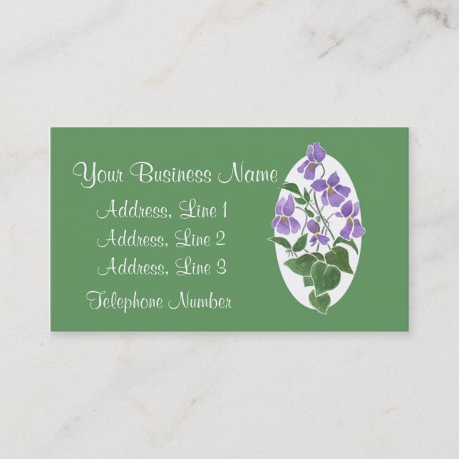 Violets Business Card to Personalize (Front)